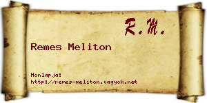 Remes Meliton névjegykártya